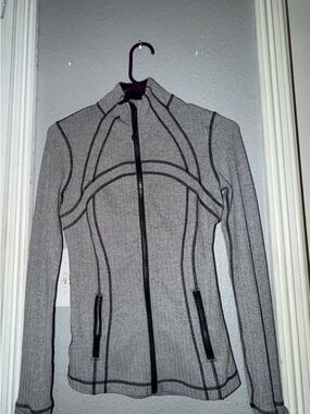 lululemon athletica Gray Fitted Zip-Up Jacket with Contrast Seams